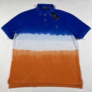 Polo Ralph Lauren Polo T-Shirt Men L Orange Blue‎ White Tie Dye Classic Fit $110